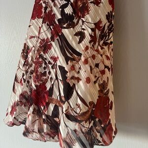 H&M Red and Brown Floral Midi Skirt